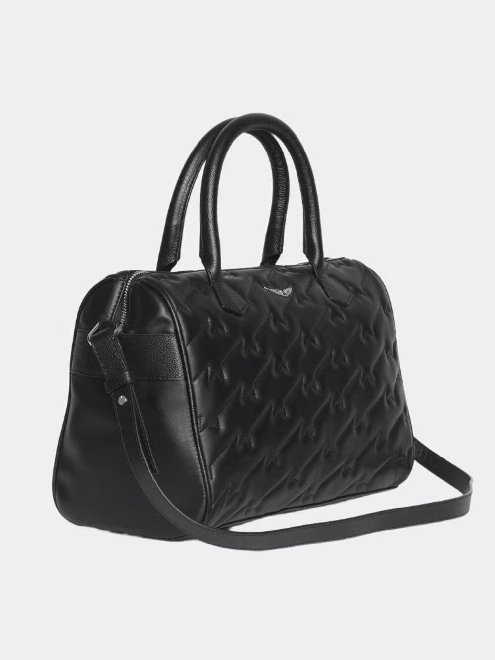 NWT ⭐Zadig & Voltaire Sunny Medium Wings ZV Quilted Leather Bag BLACK / SILVER